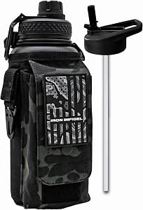 Iron Infidel Battle Bottle – 32 Oz Insulated Stainless Steel Water Bottle With Removable Sleeve & Straw Lid – Brown Recluse 1 Liter - View #5