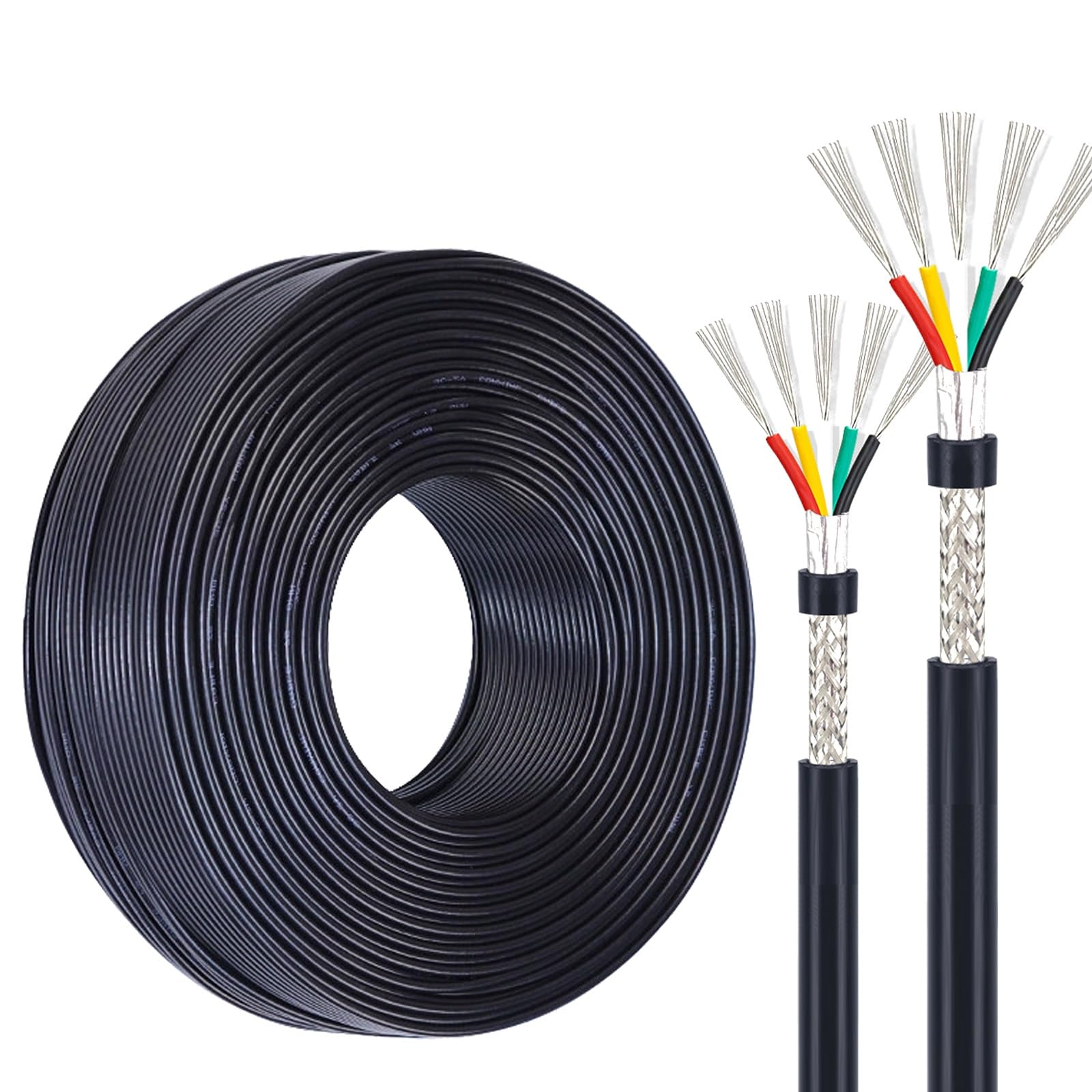 Câble cuivre étamé UL2464 28 AWG blindé à 5 conducteurs de 25 pieds pour basse tension