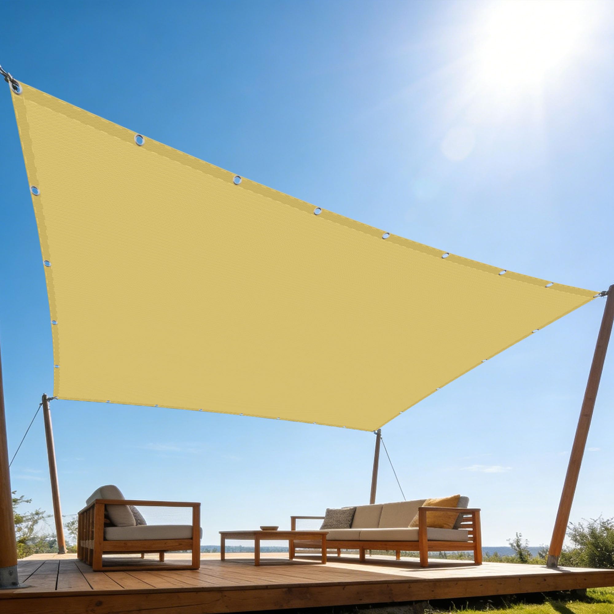 Voile d'ombrage carré 320x500 cm imperméable et anti-UV pour bâche extérieure