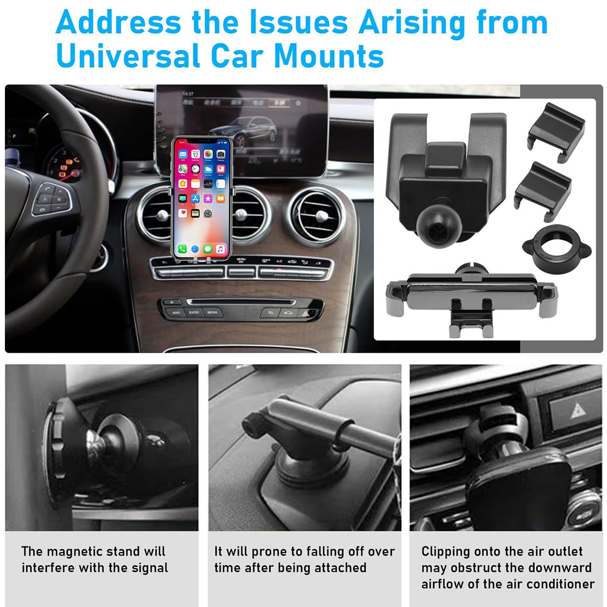 Soporte de teléfono móvil para Coche,Soporte de teléfono móvil Ajustable Giratorio 360°,para Mercedes-Benz C Class GLC 2015 2016 2017 2018