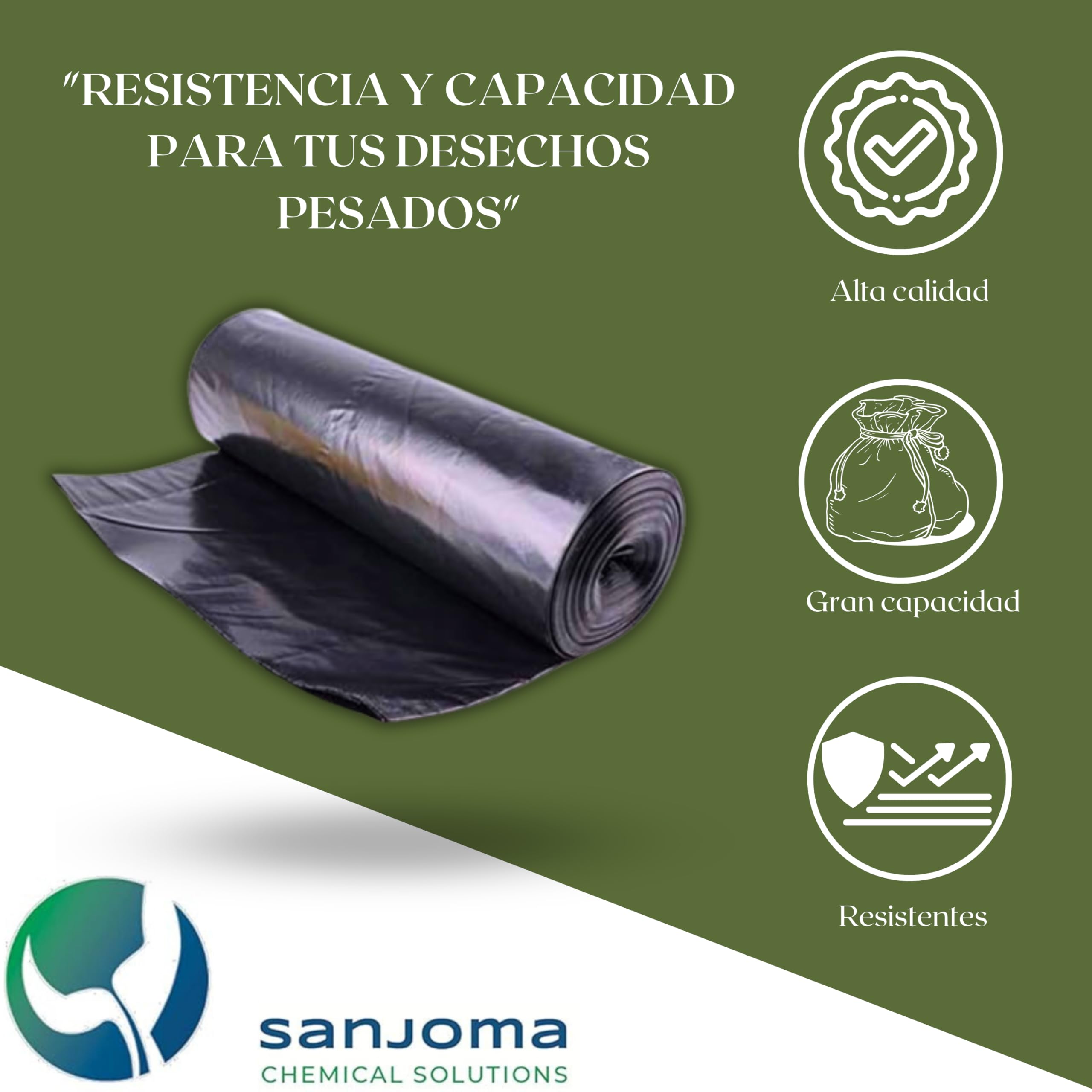 Bolsas Basura Negras - Bolsas de Basura 90 x 115, Bolsas de Basura Grandes, Rollos de Bolsas, Bolsas de Plástico, 10 Bolsas por Rollo - Alta Resistencia (15 Rollos)