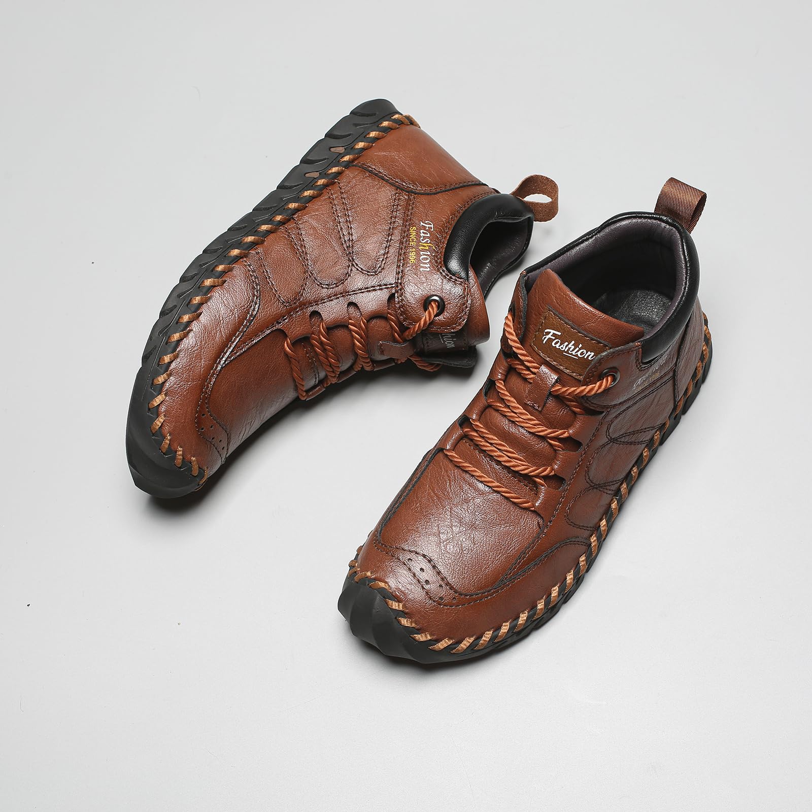 EKSMA Męskie sznurowane buty typu chukka do kostki wsuwane lekkie miękkie oddychające klasyczne buty do chodzenia bez podeszwy na co dzień