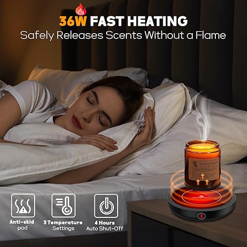 Miniatura 7 de Calentador de tazas de café, plato calentador de velas grande, calentador de taza inteligente ajustable (105  180 F), apagado automático 4 horas,