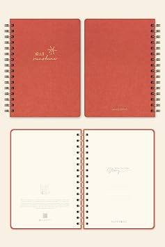 PAPERORA A5 Spiral Hard Cover Linen Dotted Undated Notepad Coral