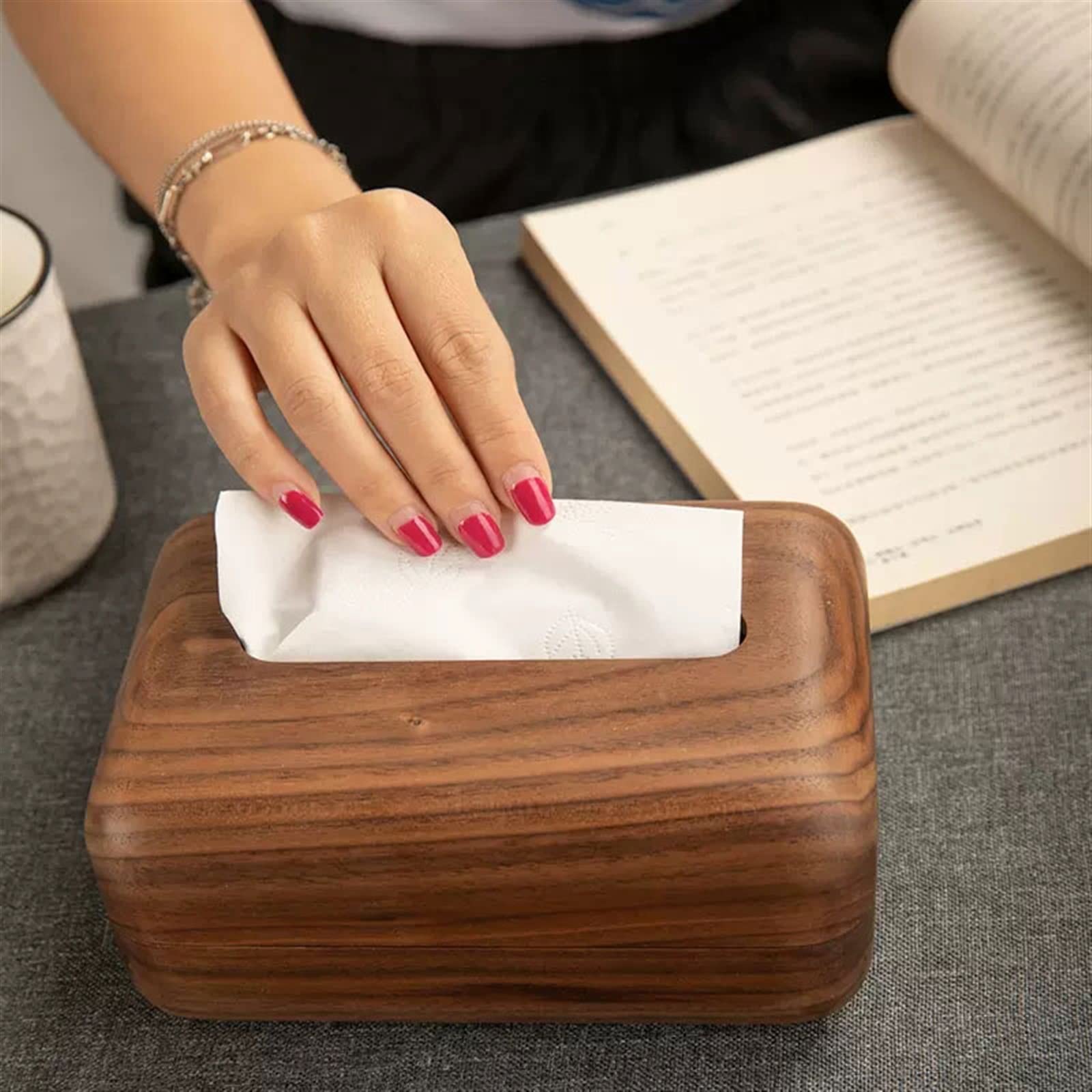 LUCBEI Kosmetiktücherbox Tissue Box Cover Chinesische Retro Tissue Aufbewahrungsbox Home Wohnzimmer Schlafzimmer Büro Desktop Dekoration Tissue Box Halter Taschentuchspender