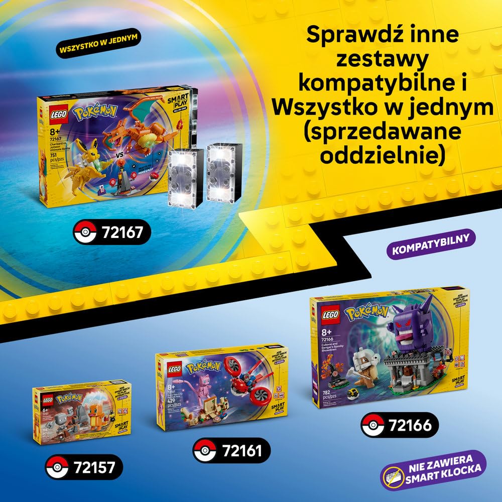 LEGO Pokémon SMART Play: Umbreon kontra Garchomp walka o mistrzostwo 72165 | Interaktywna zabawka z Pokémonami z klocków, zestaw kompatybilny, prezent dla dzieci 10+, 2 SMART Tagi, 831 elementów