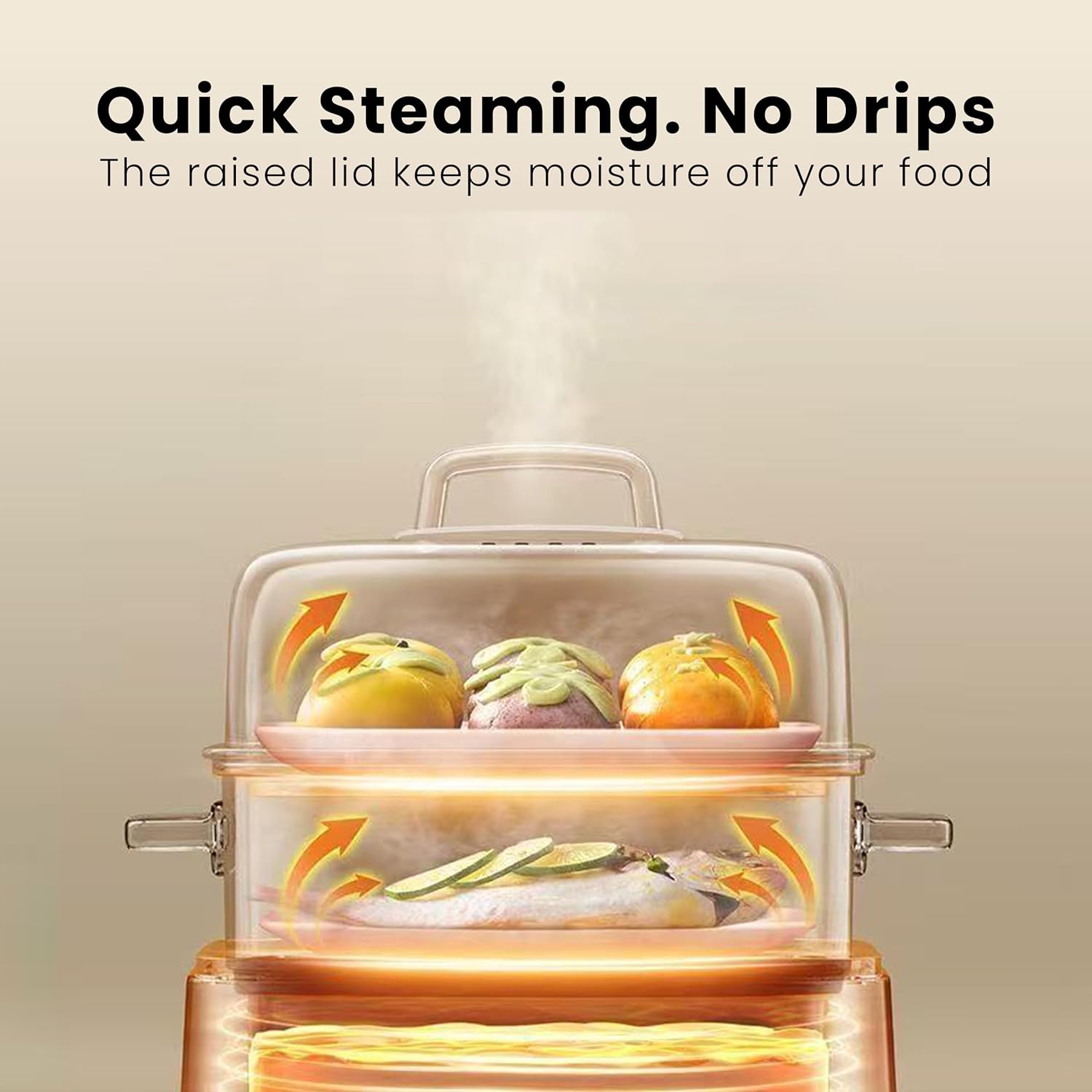 Electric Food Steamer 12.7 QT, Double-Tier 8-in-1 Vegetable & Meal Steamer, Stainless Steel, Timer & Keep Warm, Boil-Dry Protection, Healthy Cooking Kitchen Steamer - Image 6