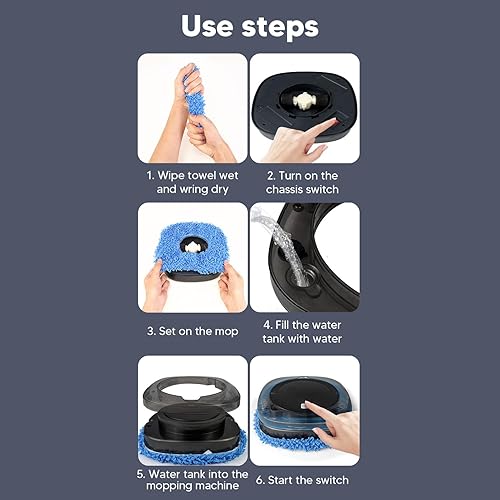 Miniatura 7 de Robot aspirador de limpieza húmeda, robot automático de trapeador de suelo con aspiradora de agua y trapeador (negro) - Carga USB