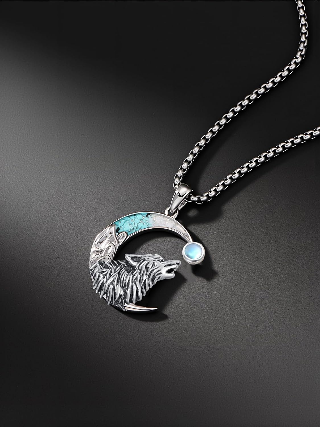 Turquoise Animal Necklace 925 Sterling Silver Crescent Moon Pendant Turquoise Jewelry Gifts for Women - Image 3