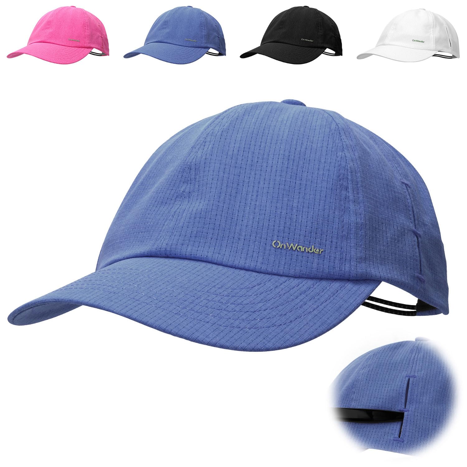 OnWander Adjusttable Baseball Caps for Women - 50 UV Sun Protection Ponytail Hat - Lightweight Breathable for Outdoor