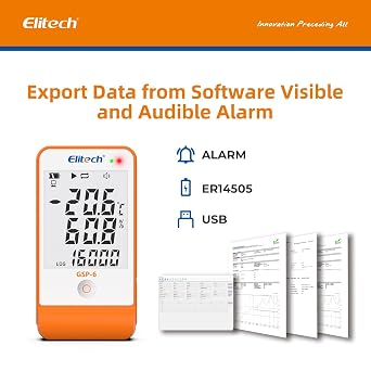 Elitech Digital Temperature Humidity Data Logger Pharmacy Refrigerator Thermometer Vaccine Fridge Temperature Monitor Max Min Value