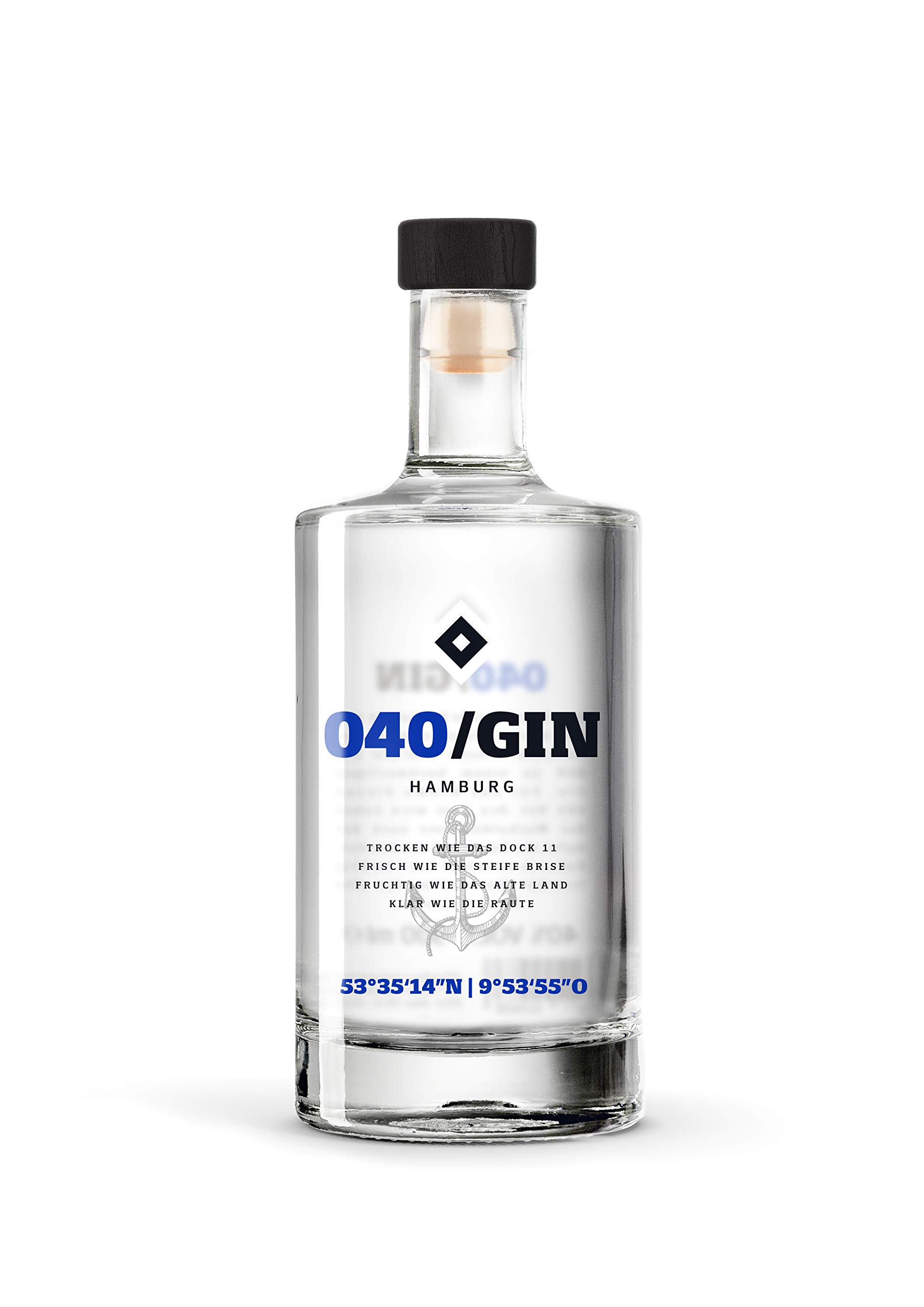 040 Gin mit hochwertigem Siebdruck | 500ml Einzelflasche | 40% vol | fruchtig frischer Gin des Hamburger SV | Geschenkidee für echte HSV Fans