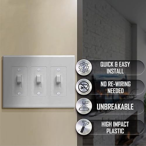 Miniatura 4 de TayMac 2673W 3-Gang MASQUE - Cubierta para decoración (palanca), color blanco