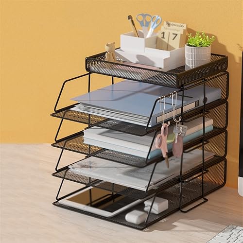 Miniatura 7 de Revistero Archivador Revistero Carpeta Titular Escritorio de Oficina Archivador, Organizador de Escritorio de Metal de Malla Apilable, Organizador