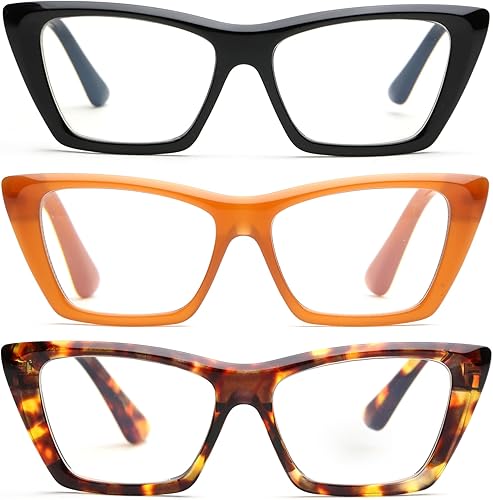 JOO'RTI Paquete de 3 lentes de lectura con bloqueo de luz azul de ojo de gato para mujer, diseño elegante, moderno y lindo JOO'RTI Paquete de 3 lentes de lectura con bloqueo de luz azul de ojo de gato para mujer, diseño elegante, moderno y lindo