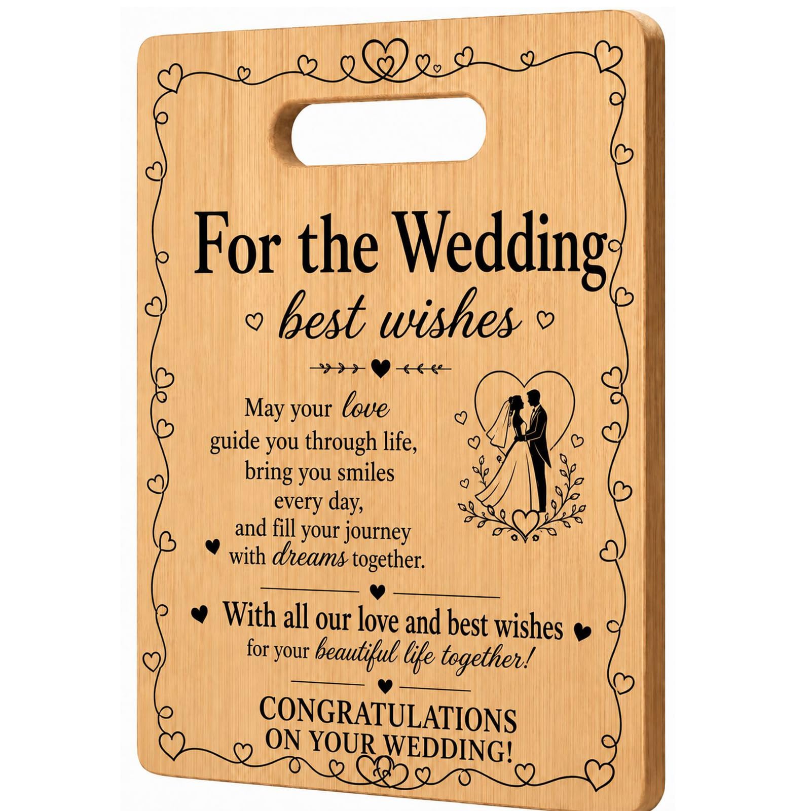 Wedding Gifts Engraved Bamboo Chopping Board, Romantic Home Decor.