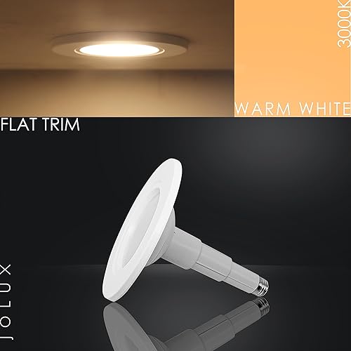 Miniatura 10 de Jolux Kit de conversión de luz LED de 56 pulgadas, luz descendente empotrada ajustable, clasificación de humedad ETL, 12 W  60 W, 2700 K blanco