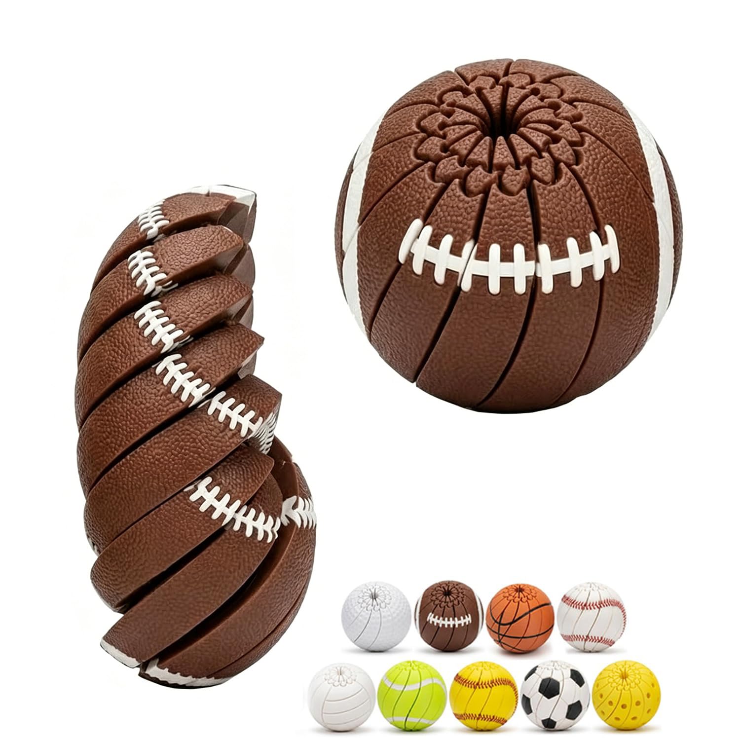 Baseball Fidget Ball, Baseball Fidget Ball Toy for Stress Relief, 3D Printed Twist & Turn Sensory Puzzle Ball, Portable Handheld Kinetic Focus Toy for Adults & Teens (J) — image 1