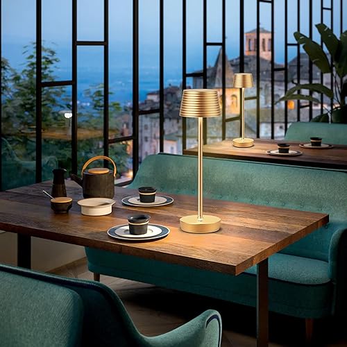 Miniatura 7 de SAKRINGT Lámparas de mesa inalámbricas recargables, luz LED de mesa para exteriores, funciona con batería de 6000 mAh, 3 colores de temperatura,