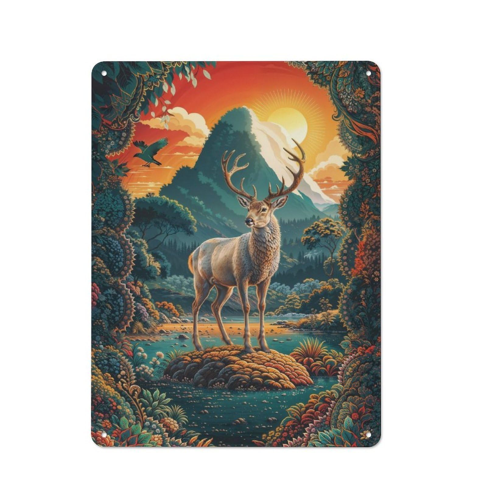 Junmoney Hart Of The Wild 40X30cm Rustic Metal Sign With For Hobby Room Or Studio, Metal Sign Decor For Hobby Rooms And Studios