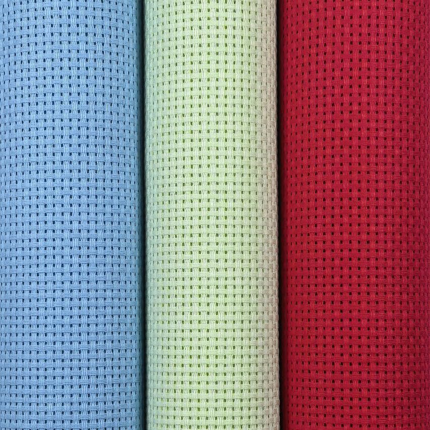 Image of KCS 3 pc of 15 inch x 18 inch(38cmx45cm) 11 Count Cross Stitch Cotton Aida Cloth Needlework Rolled Fabric Box,11CT,Light Blue+Light Green+Red