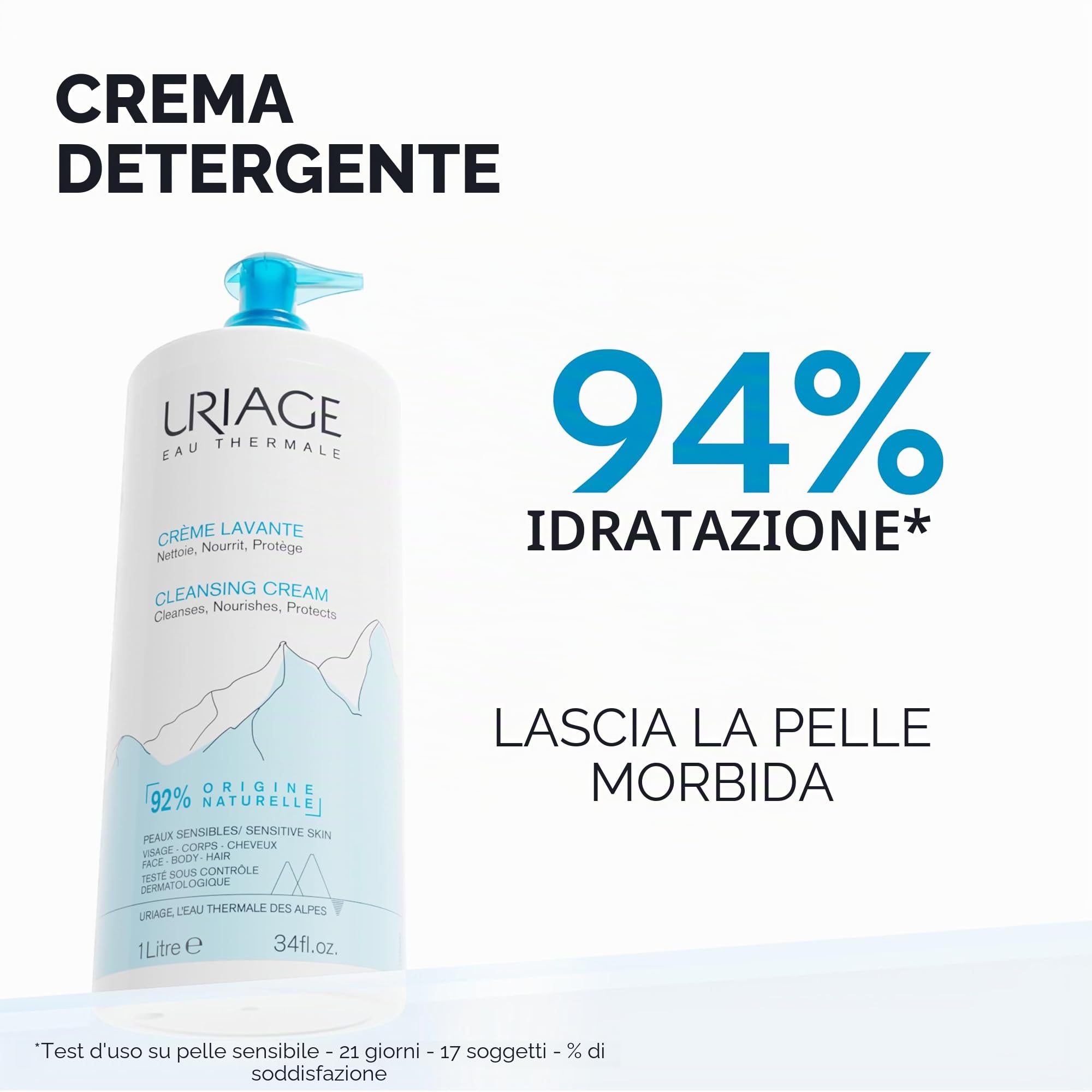 URIAGE Crema Lavante 1000 Ml per chi cerca qualità e praticità, per uso pratico e risultati affidabili, 1000 ml