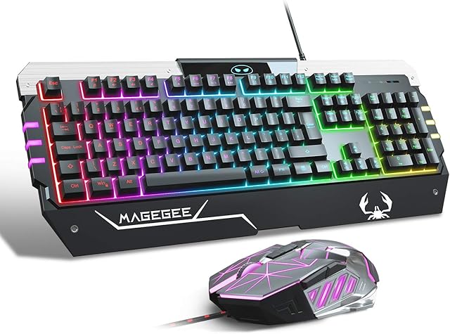 Gaming Keyboard and Mouse Set Wired LED Backlight Keyboard & Mouse Combo for PS4 Xbox One PC (UK Layout) Black