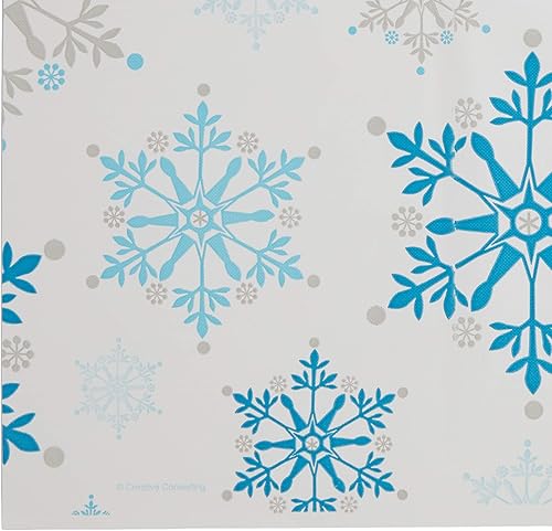 Miniatura 5 de Creative Converting Mantel de plástico con estampado completo, 54 x 102 ", remolinos de copo de nieve