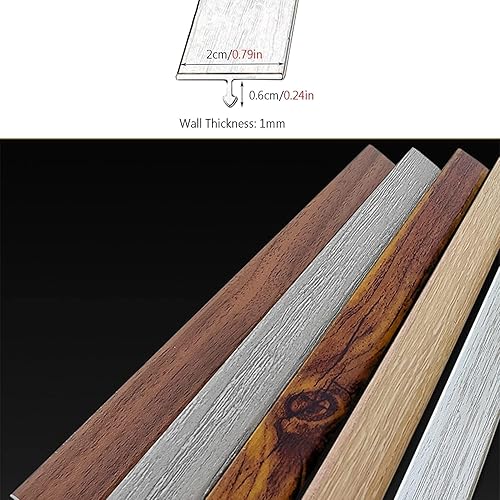 Miniatura 2 de Tira de transición de piso para puerta de cocina, dormitorio, tira de transición de piso en T, decoración de huecos de piso de madera a azulejos,