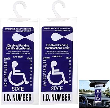 Handicap Placard Holder for Auto 11.8 x 5 Ultra Transparent Handicapped Placard Holder Disabled Parking Permit Holders for Car with Plastic Large Hanger 2 Pack