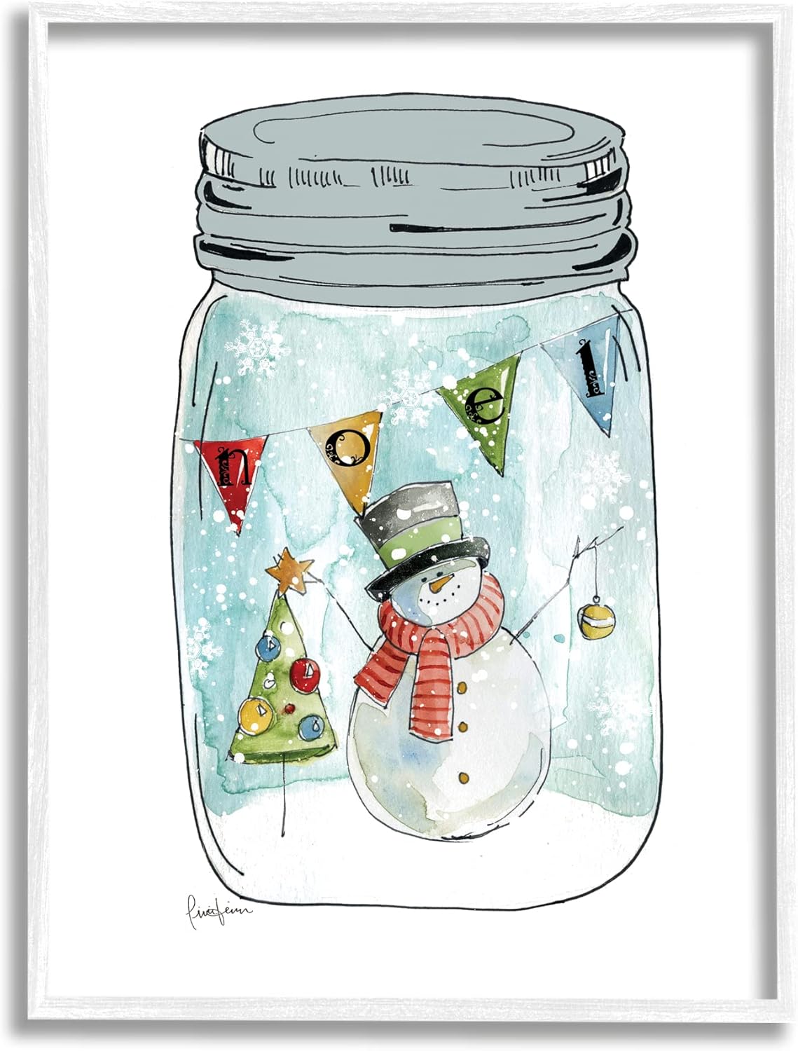 Stupell Industries Noel Phrase Snowman Christmas Tree in Country Jar