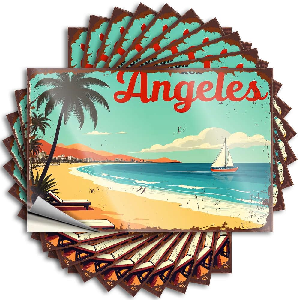 Beer Accessories Bumper Tattoos | Beach Scene with Palm Trees, Lounge Chairs, Sailboat Affirmation Durable Vinyl Sticker Easy Apply for Silicone(12X18CM)