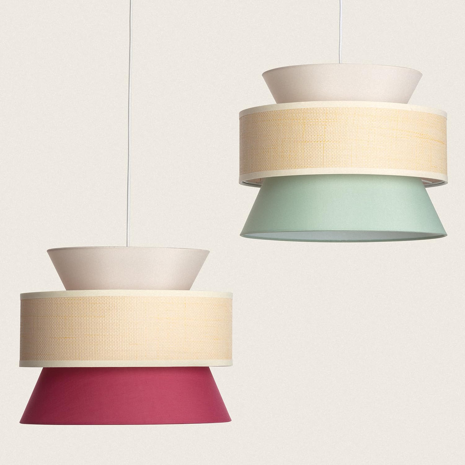 LEDKIA Lámpara Colgante Tela Chulu Verde | Diseño Elegante y Clásico | Compatible con Bombilla E27 | Uso Interior IP20 | 40W Máx