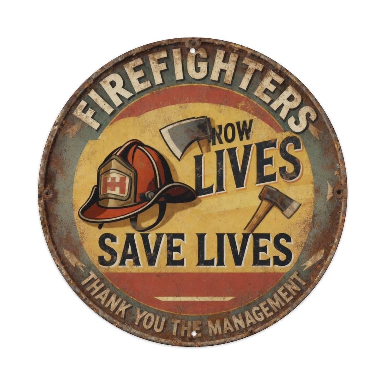 Firefighters Save Lives Metal Tin Sign Plaque