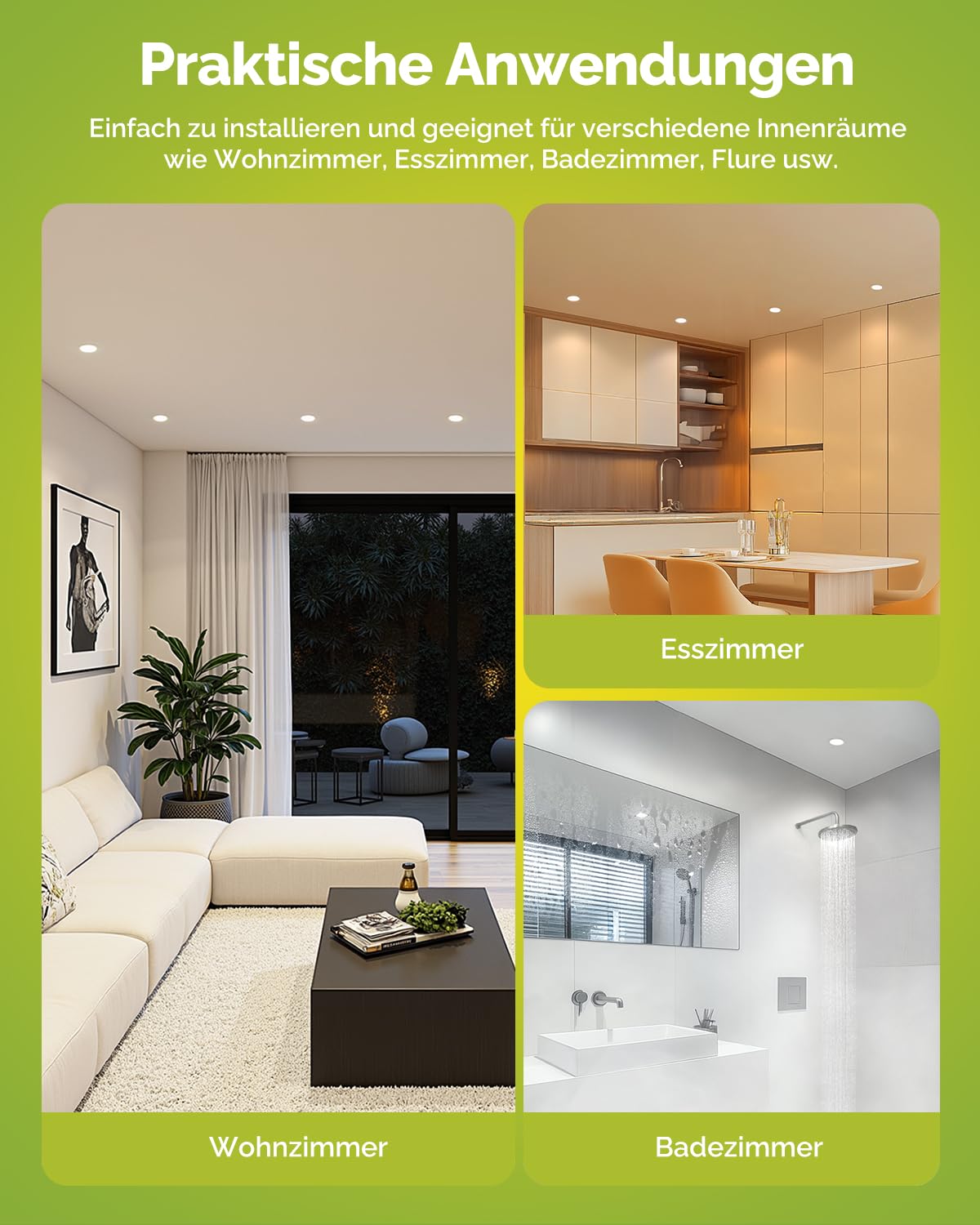 Fondiiz LED Einbaustrahler 230V 68mm, 20er Set LED Spots Warmweiß Neutralweiß Kaltweiß, 5W 480LM Deckenspots Weiß, IP44 Spots Deckenleuchte Flach Einbauleuchten für Badezimmer Küche Wohnzimmer