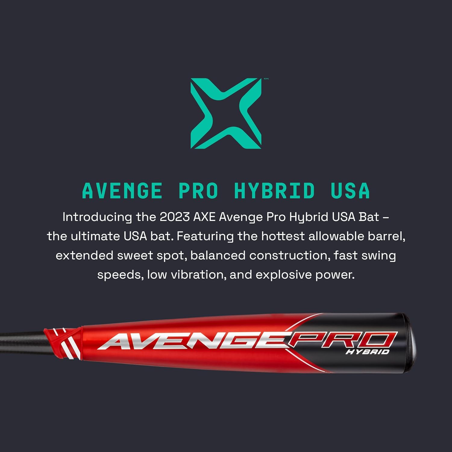 Axe Bat 2023 Avenge Pro Hybrid (-10, 2-5/8") USA Baseball Bat, 3-Piece Hybrid, Red/Black