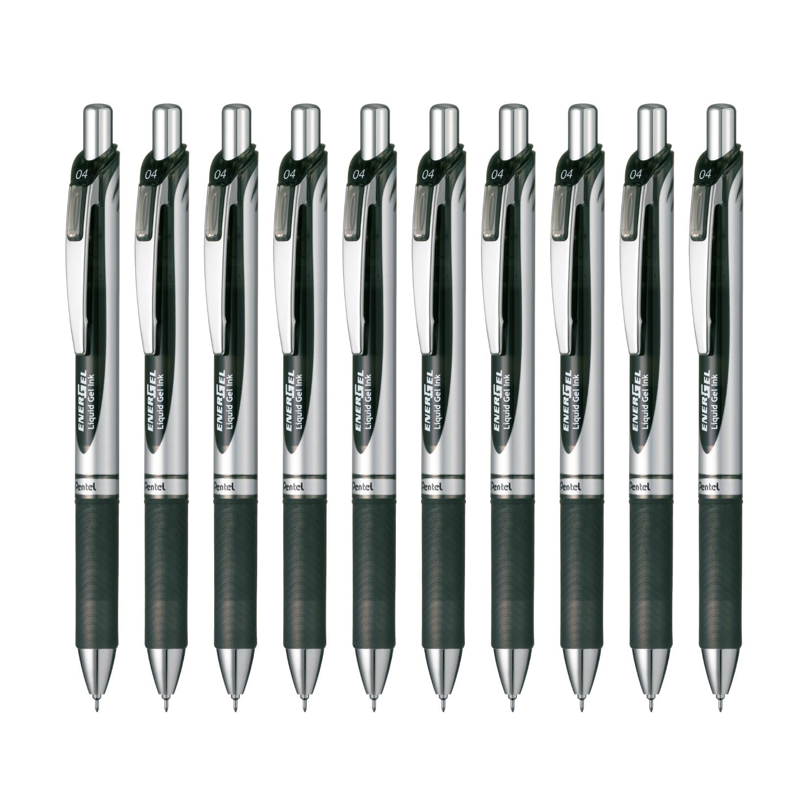 Pentel BLN74-A EnerGel Ink Ballpoint Pen, 0.4 Black, 10 Pieces