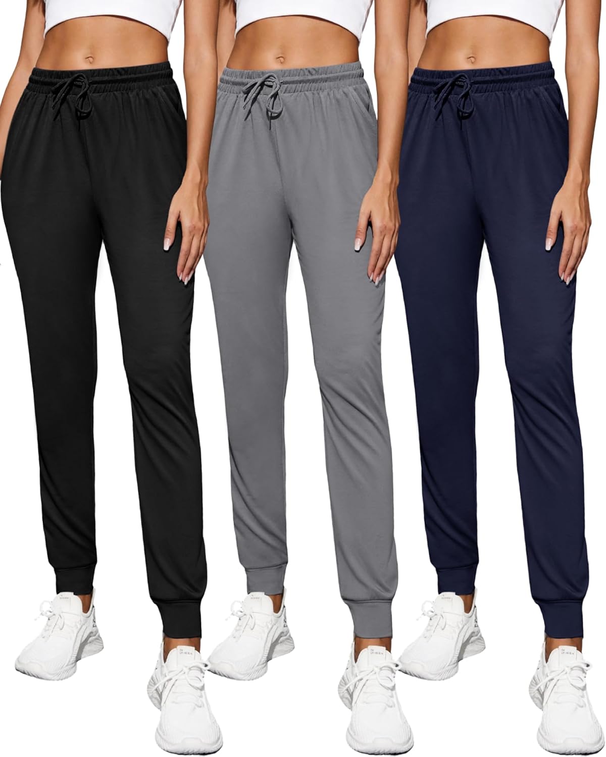 CE' CERDR 3/1 Pack Lightweight Joggers for Women with Pockets Drawstring Athletic Sweatpants for Workout Yoga Running