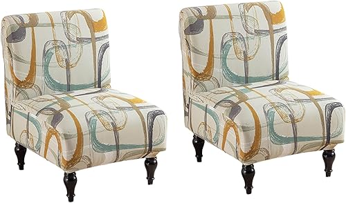 FUANGUI 2 fundas impresas para silla decorativa sin brazos, fundas de alta elasticidad para sillas sin brazos, extraíbles, lavables, sin brazos,