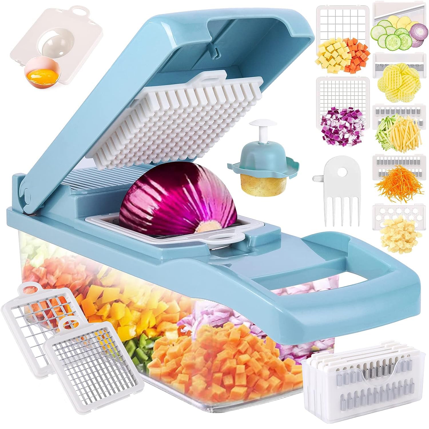 Mandolina Per Verdure 16 In 1 Con 7 Lame | Taglia, Affetta, Cubetti, Julienne, Sicuro E Facile Da Pulire - Foto 11