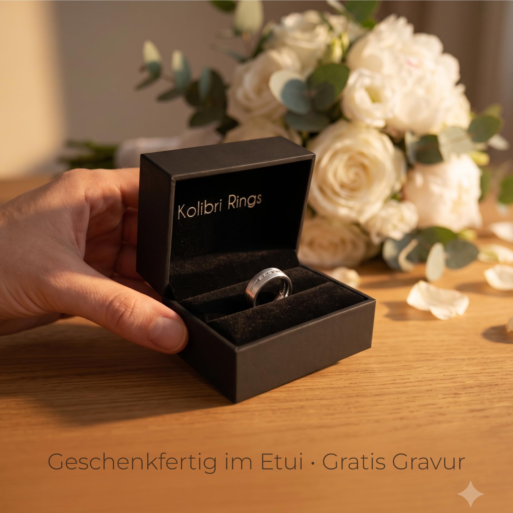 Kolibri Rings Damenring 6 Zirkonia Steine Sterling Silber 925 Ring Ehering Verlobungsring Partnerring Freundschaftsring - Inkl. Gravur und Etui