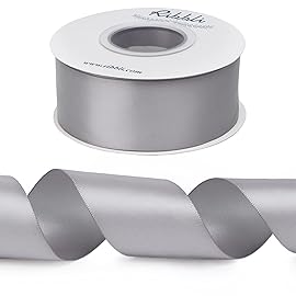 Ribbli Silver Double Faced Satin Ribbon,1-1/2 x Continuous 25 Yards,Use for Bows Bouquet,Gift Wrapping,Wedding,Floral Arrangement