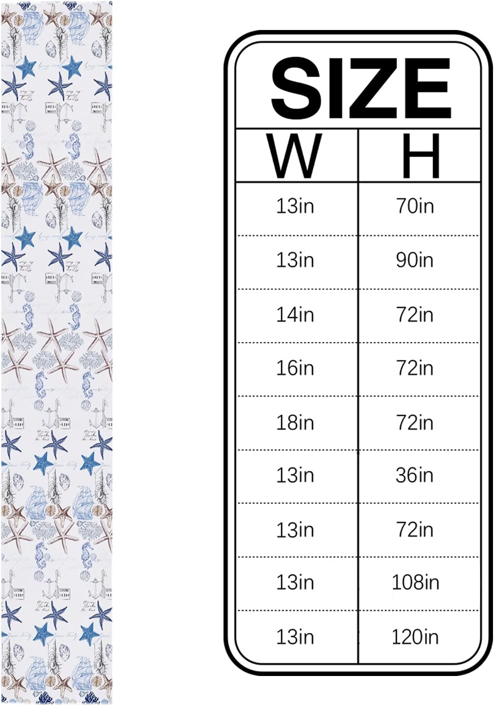 Coastal Table Runner Dresser Scarves,Linen Burlap Table Setting Runners for Dinner Holiday Party, Undersea Starfish Shell and Seahorse Kitchen Decor Nautical Anchor 13x36inch