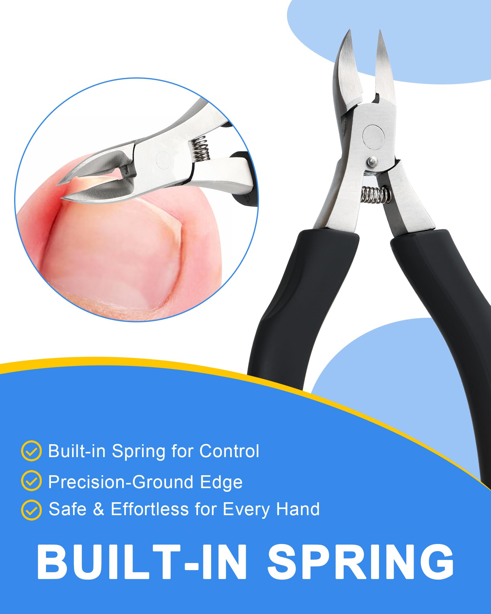 Pince à Ongles, Professionnel Pince de Precision, Acier Inoxydable Coupe Ongle, Poignée Antidérapante, Orteils Ciseaux Ongles de Pied, pour Ongles Incarnés ou Épai