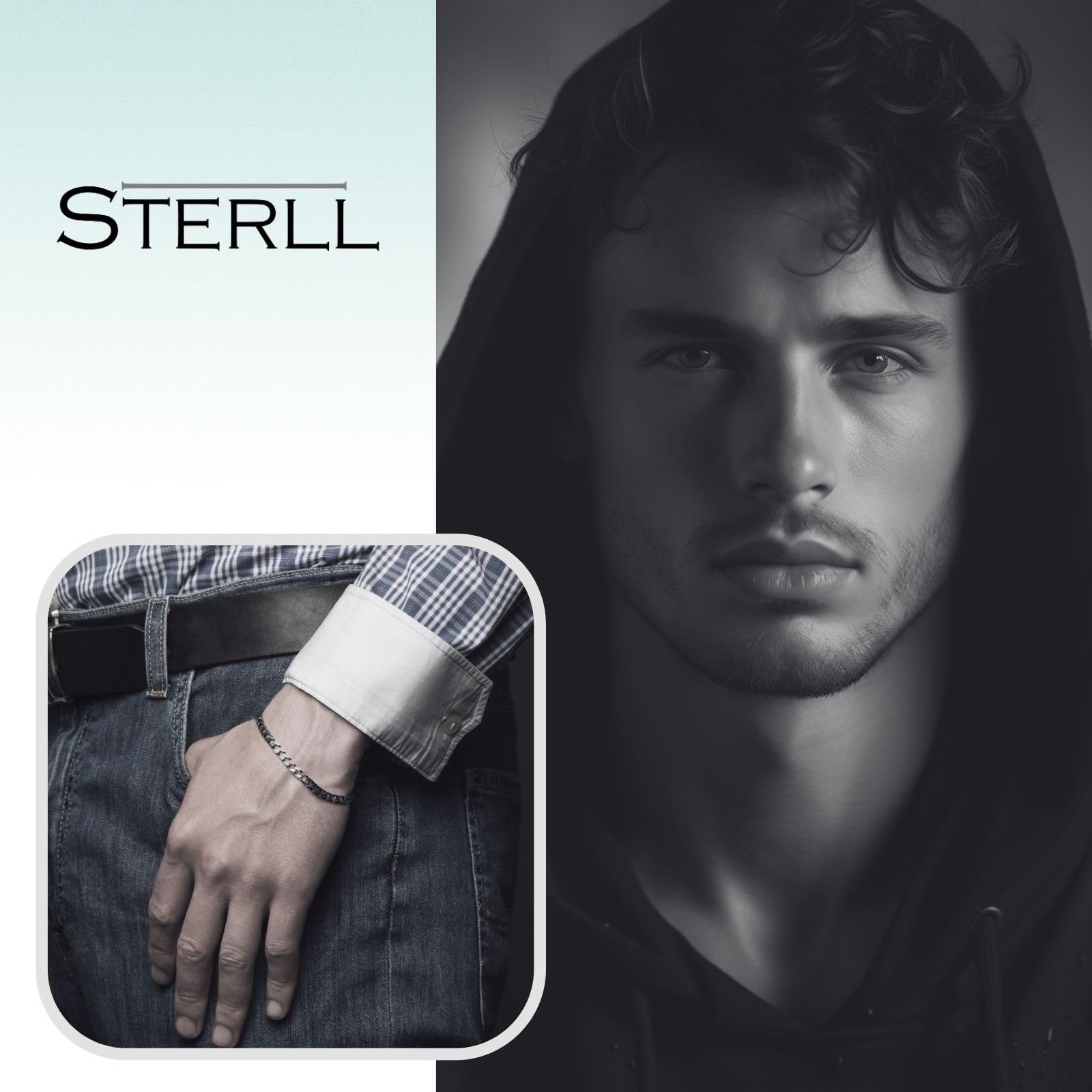 Herren Armband Sterling-Silber 925 Schwarz Oxidiert Eco-Verpackung Männer Geschenke