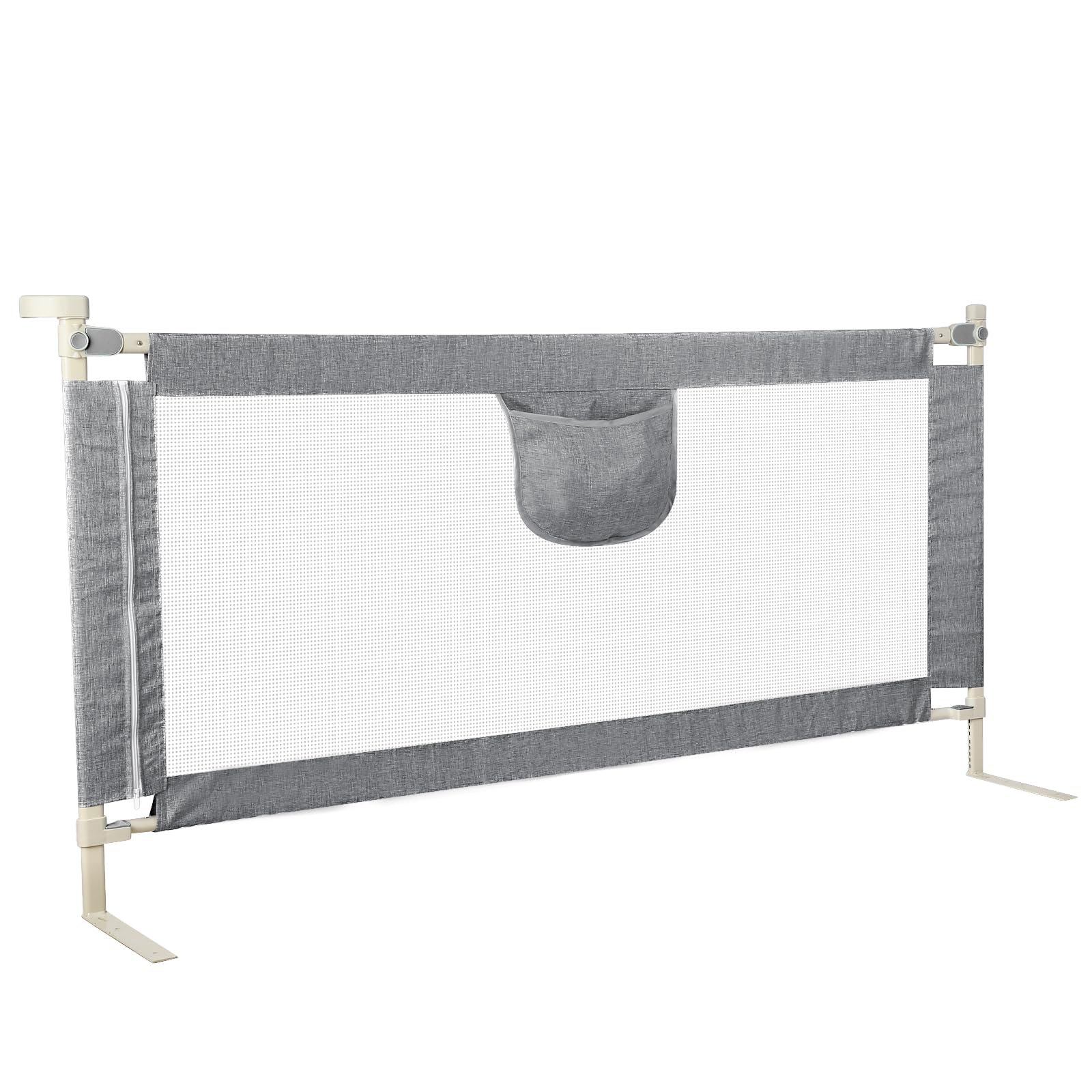 HUOLE Barrière de lit, Portable Bed Rail, avec Barriere Rabattable Antichute, Réglable en Hauteur 70-99 cm,Barrière Securite de lit Enfant,Sûr, Facile à Monter Gris, Stable et Durable-1,8 m - Gris