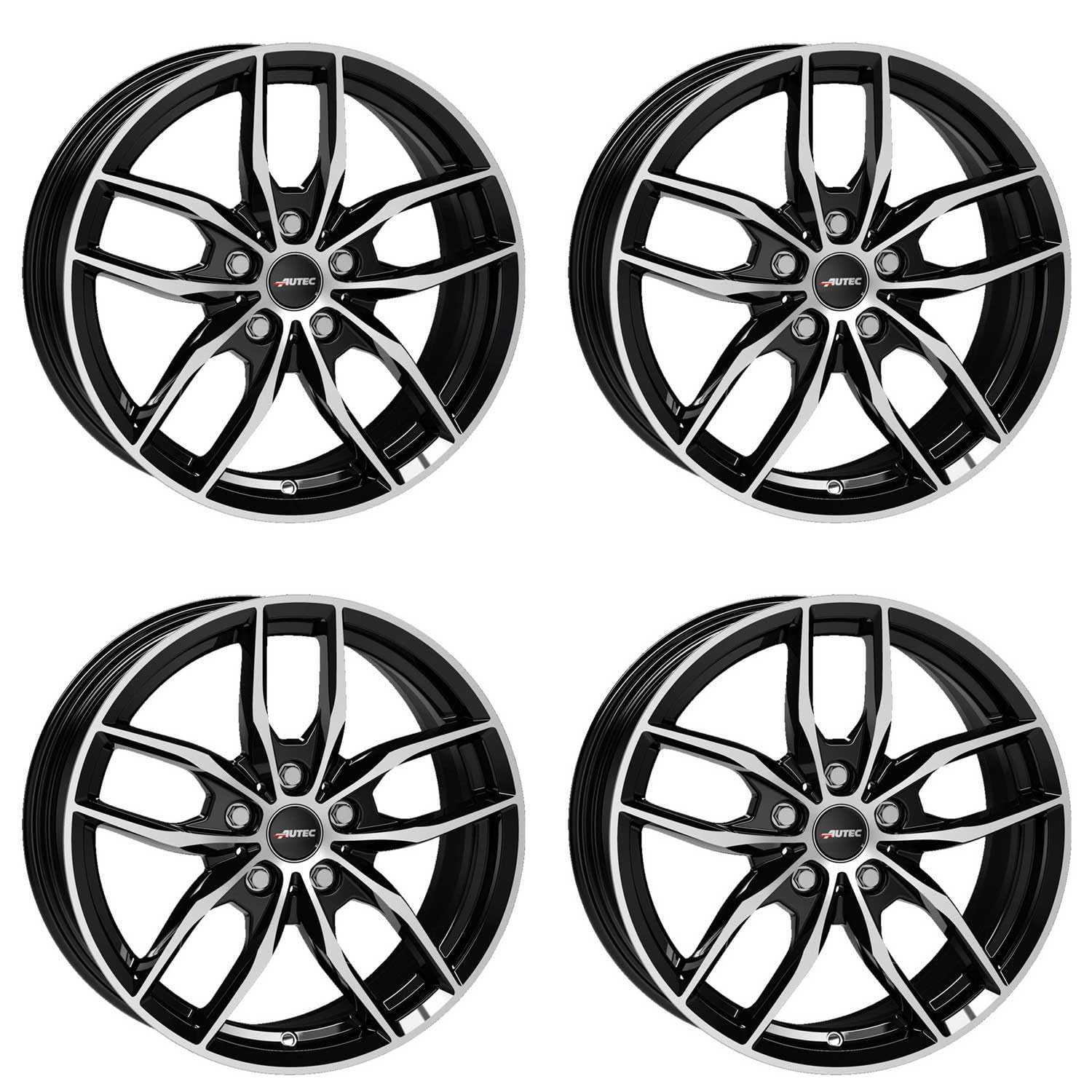 4x AUTEC Felgen Alufelgen BAVARIS 7.0x16 ET47 5x112 Schwarz poliert kompatibel mit BMW 2er 1