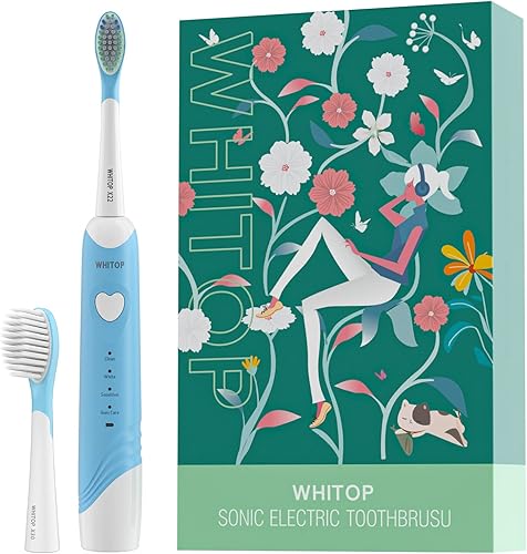 Miniatura 1 de WHITOP ED06 - Cepillo de dientes eléctrico para niños y adolescentes de 12 años con temporizador, IPX8 impermeable, 4 modos sónicos recargables para
