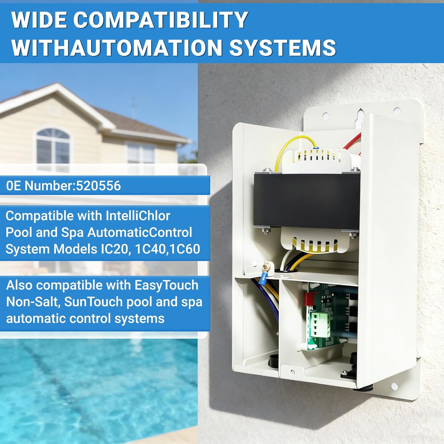 520556 Power Center Supply for Intelligent Compatible with Salt Chlorine Generator Systems and Automatic Control System Models IC20 IC30 IC15 IC40 IC60 Ichlor 15 30 523080 523081