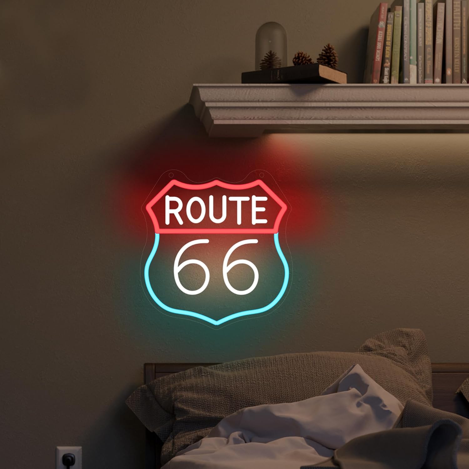 CoolGift Mart Route 66 Neon Sign, LED Light Room Decor USB Powered, for Bedroom Living Room Gaming Room Man Cave Home Party Birthday Gift for Family Friends Kids